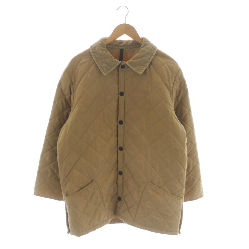 【中古】バブアー Barbour キルティングコート ミドル丈 薄手 ベージュ /DO ■OS メンズ 【ベクトル 古着】 231130