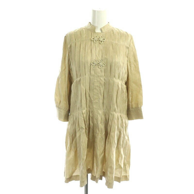 【中古】アメリヴィンテージ Ameri VINTAGE 21SS CHINA PLEATS BLOUSE ブラウス チュニック プリーツ 七分袖 F ベージュ /SY ■OS レディース 【ベクトル 古着】 231204