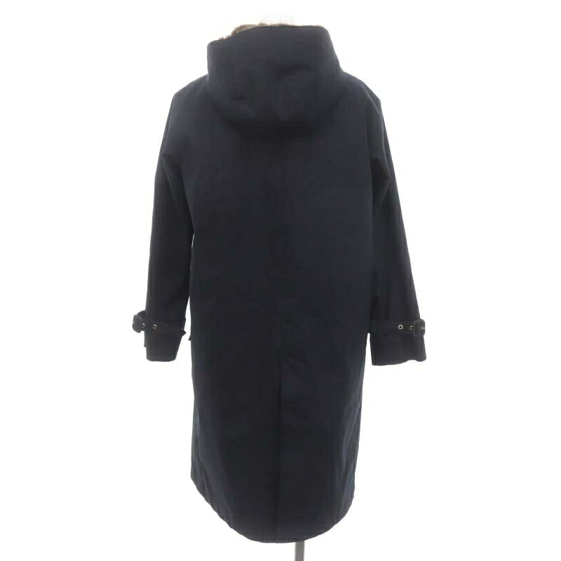 【中古】トラディショナルウェザーウェア Traditional Weatherwear ファー付フーディコート ロング スプリングコート 34 紺 ネイビー /DO ■OS レディース 【ベクトル 古着】 240115