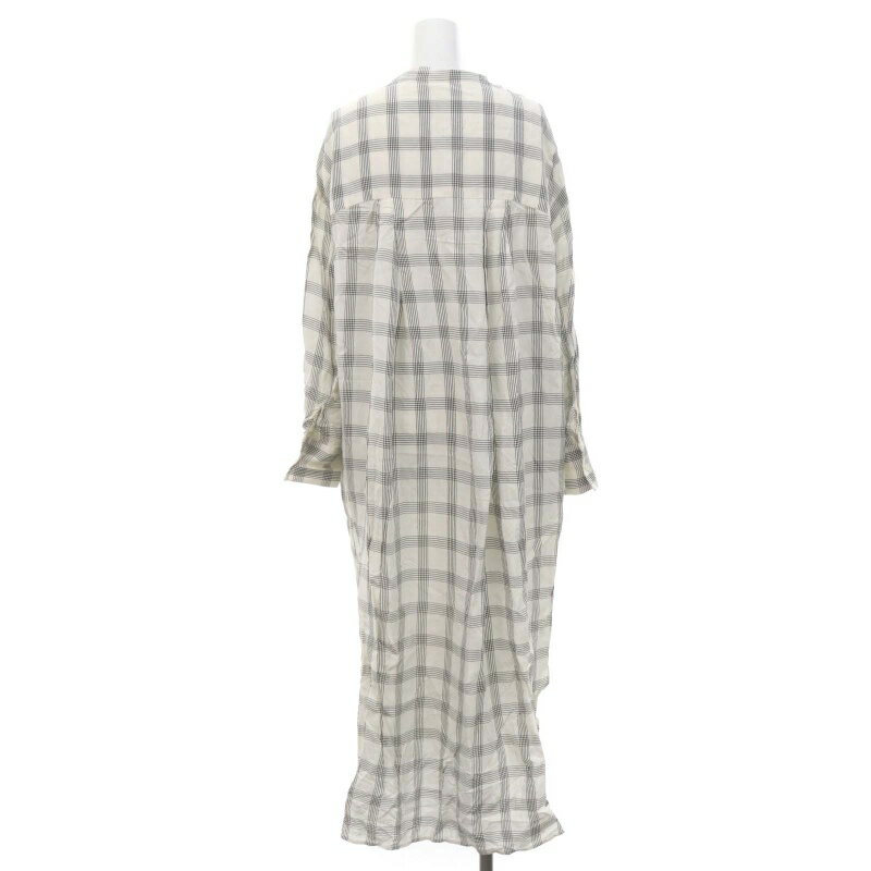 【中古】プルミエアロンディスモン 1er Arrondissement シャツワンピース ロング バンドカラー チェック 38 M 白 ホワイト /SY ■OS レディース 【ベクトル 古着】 240201