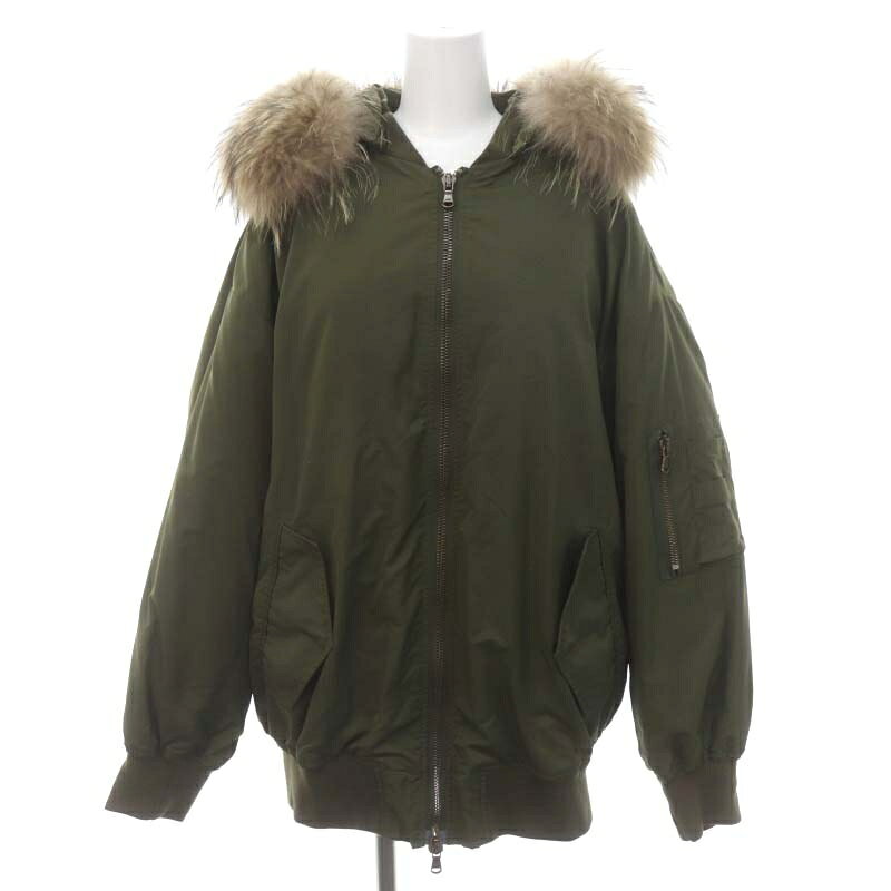フォルテデイマルミ FORTE DEI MARMI COUTURE LAppartement取り扱い ダウンライナー付きファー襟ブルゾン MA-1 ラクーンファー 42 カーキ /ES ■OS レディース  240131