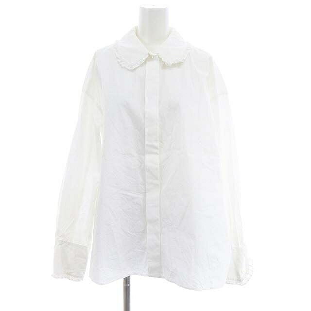 【中古】シンゾーン Shinzone 23FW FRILL COLLAR BLOUSE フリルカラーブラウス シャツ 長袖 FO 白 ホワイト 23AMSBL05 /DF ■OS レディース 【ベクトル 古着】 240215