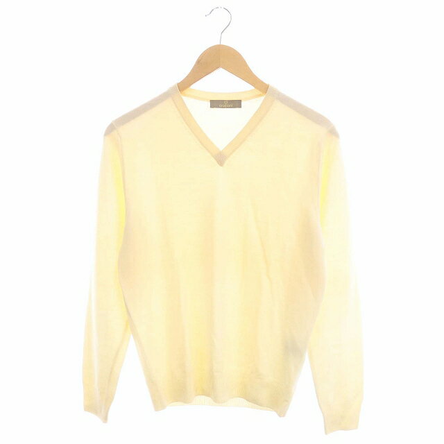 【中古】クルチアーニ cruciani ウール Vネックニット セーター 薄手 長袖 46 アイボリー /HS ■OS ■SH メンズ 【ベクトル 古着】 240311