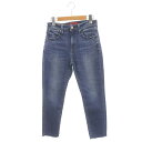 【中古】レッドカード RED CARD カットオフ スキニーデニムパンツ クロップド スリム ストレッチ ダメージ加工 24 青 ブルー /ES ■OS レディ...