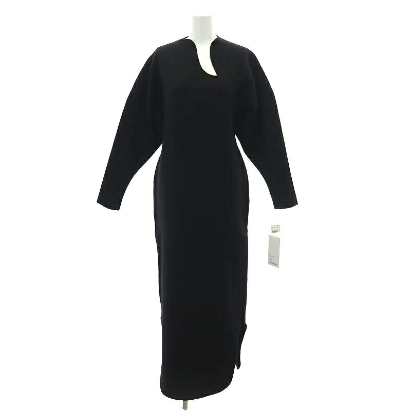 楽天ブランド古着の買取販売ベクトル【中古】未使用品 マメクロゴウチ Mame Kurogouchi 23AW Wool Cashmere Frilled Knitted Dress ワンピース ロング 長袖 カシミヤ混 ラウンドヘム 1 黒 ブラック /ES ■OS レディース 【ベクトル 古着】 240402