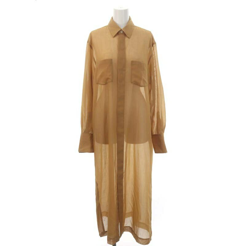 【中古】オーラリー AURALEE SHEER CLOTH SHIRTS ONE-PIECE シャツワンピース シアー シースルー ロング 1 M 茶 ブラウン /☆K ■SH レディース 【ベクトル 古着】 240416