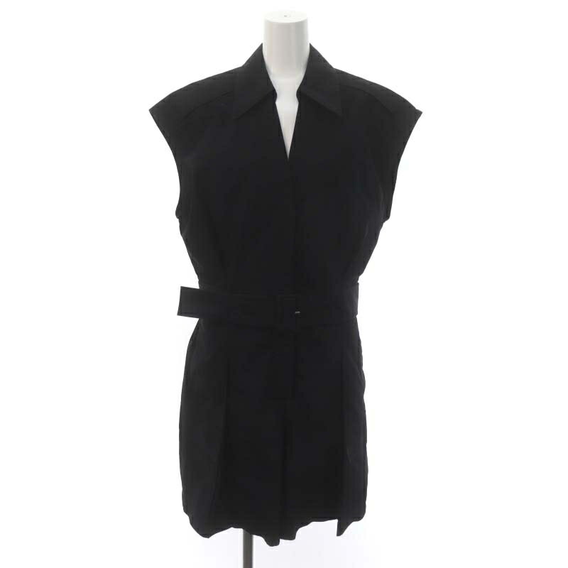 【中古】3.1 フィリップリム 3.1 phillip lim Sleeveless Utility Collared Romper 襟付きロンパース ショートパンツ タック ノースリーブ スキッパー 8 黒 ブラック /DO ■OS レディース 【ベクトル 古着】 240422