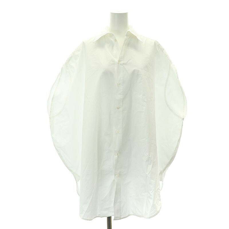 【中古】エムエムシックス メゾンマルジェラ MM6 Maison Margiela サークルシルエットシャツ フレンチスリーブ 前開き XS 白 ホワイト S62DL0037 /DO ■OS レディース 【ベクトル 古着】 240830