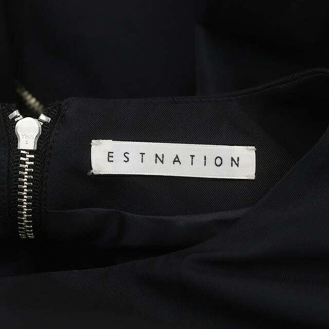 【中古】エストネーション ESTNATION 23AW タフタコクーンワンピース ロング ミモレ 七分袖 36 黒 ブラック /DO ■OS ■SH レディース 【ベクトル 古着】 240516