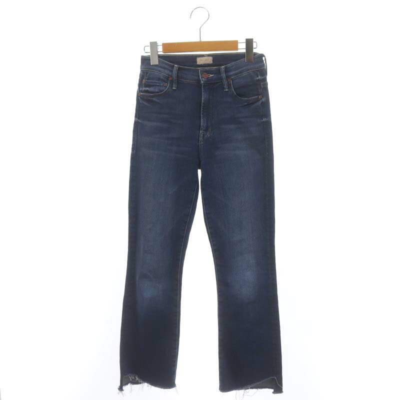 【中古】マザー mother THE INSIDER CROP STEP FRAY デニムパンツ ジーンズ カットオフ ダメージ加工 スキニー ジッパーフライ 24 インディゴブルー /DO ■OS レディース 【ベクトル 古着】 240516