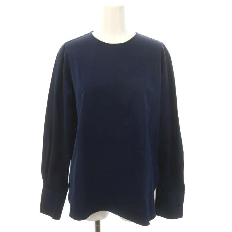 【中古】ジョンスメドレー JOHN SMEDLEY プルオーバー ブラウス 長袖 バックファスナー コットン F 紺 ネイビー /YQ ■OS レディース 【ベクトル 古着】 240718