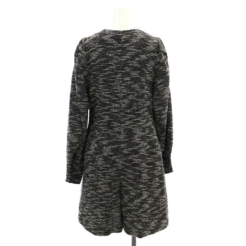 【中古】カデュネ CADUNE 22AW ツイード 金ボタン サロペットオールインワン 長袖 38 黒 白 ブラック ホワイト /HS ■OS レディース 【ベクトル 古着】 240709