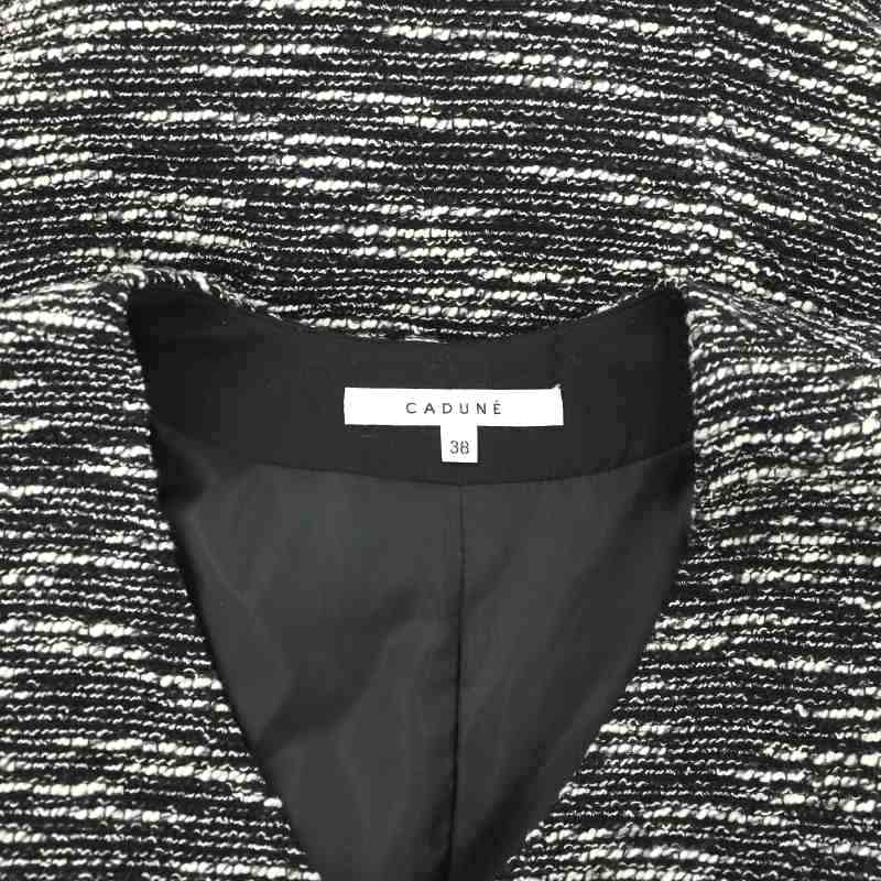 【中古】カデュネ CADUNE 22AW ツイード 金ボタン サロペットオールインワン 長袖 38 黒 白 ブラック ホワイト /HS ■OS レディース 【ベクトル 古着】 240709