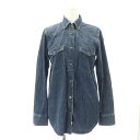 【中古】ゴールデングース GOLDEN GOOSE スナップボタン ダンガリーシャツ ウエスタンシャツ ボタンダウン 長袖 XS 紺 ネイビー /DF ■OS ■SH レディース 【ベクトル 古着】 240731(4)