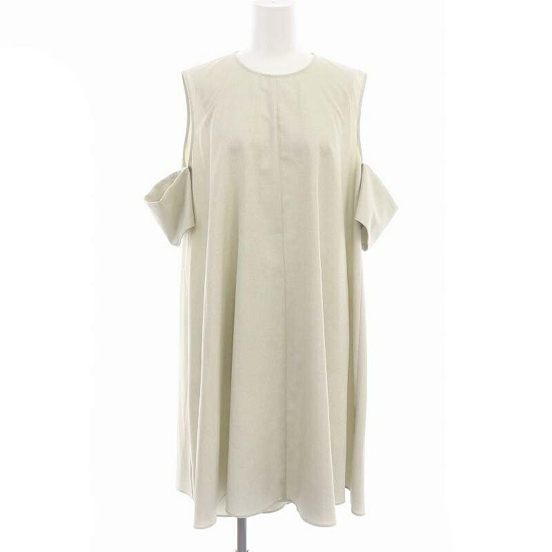 【中古】リムアーク rim.ark 23SS Covered arm set up セットアップ 上下 チュニック ノースリーブ パンツ ストレート 38 ライトグレージュ /MI ■OS レディース 【ベクトル 古着】 240828