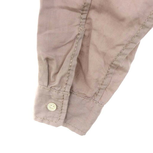 【中古】ホームスパン homspun NEWリネンバイオスタンドカラーシャツ カジュアル 長袖 S グレージュ /AT ■OS メンズ 【ベクトル 古着】 240925