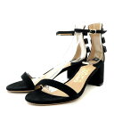 【中古】サルヴァトーレフェラガモ Salvatore Ferragamo Edgardo Osorio CONNIE ストラップサンダル チャンキーヒール リボン 5.5 22.5cm 黒 ブラック /MF ■OS レディース 【ベクトル 古着】 240921(4)