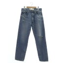 【中古】シンゾーン Shinzone THE SHINZONE DAMAGE CLIP JEANS デニムパンツ ジーンズ テーパード ダメージ加工 ボタンフライ 34 青 ブルー /ES ■OS レディース 【ベクトル 古着】 241008(4)