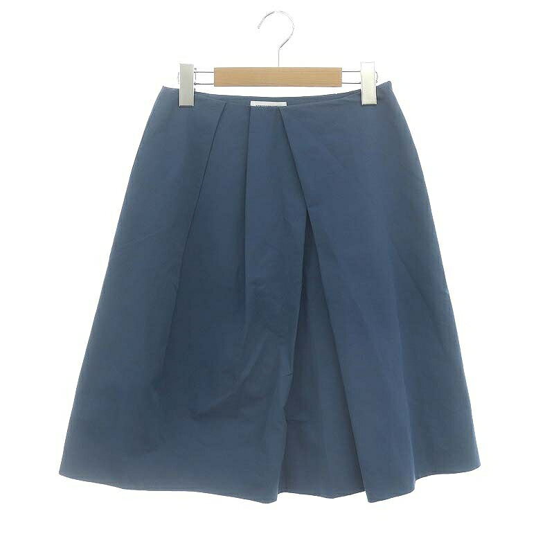 【中古】トゥモローランド TOMORROWLAND コットンタックスカート ひざ丈 34 XS ブルーアッシュ ■SH /SY ■OS レディース 【ベクトル 古着】 241010