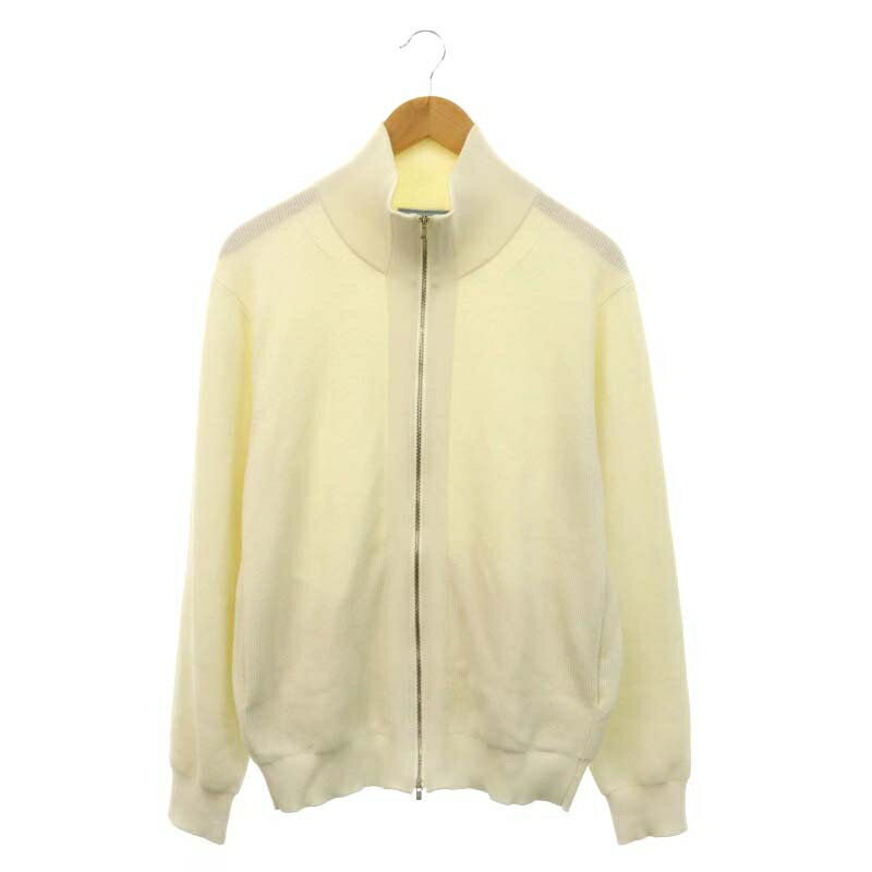 【中古】エストネーション ESTNATION ウォッシャブルジップアップブルゾンニット ジャケット 長袖 リブ M オフホワイト /DO ■OS ■AD メンズ 【ベクトル 古着】 240924