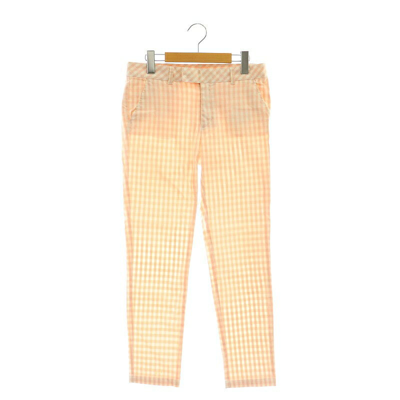 【中古】マカフィー MACPHEE トゥモローランド ギンガムチェックパンツ ボトムス ジップフライコットン 38 ピンク /YQ ■OS ■SH レディース 【ベクトル 古着】 250220