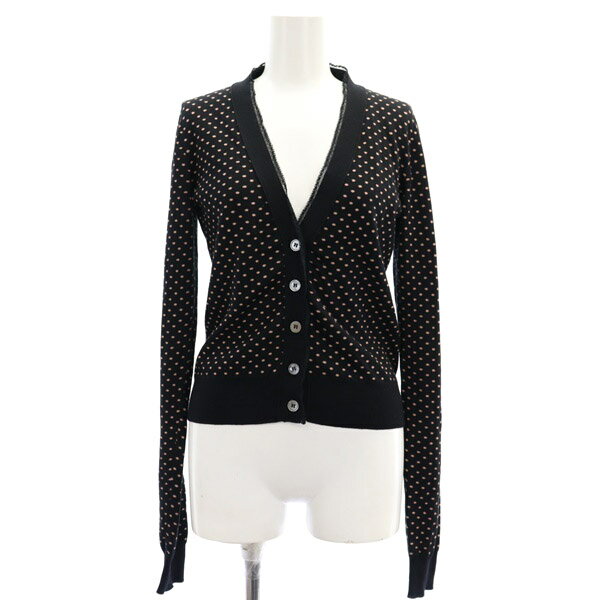 【中古】ヌメロヴェントゥーノ N°21 24SS ドット カーディガン ニット 長袖 Vネック レース 38 黒 ブラック /MY ■OS ■SH レディース 【ベクトル 古着】 240930