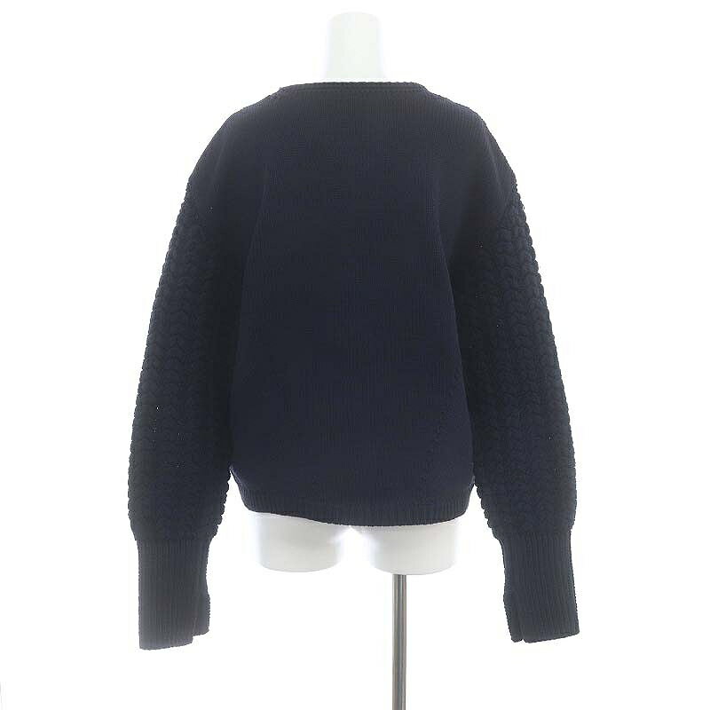 【中古】ニアーニッポン near.nippon ニット セーター 長袖 デザインスリーブ 紺 ネイビー /NR ■OS レディース 【ベクトル 古着】 240930