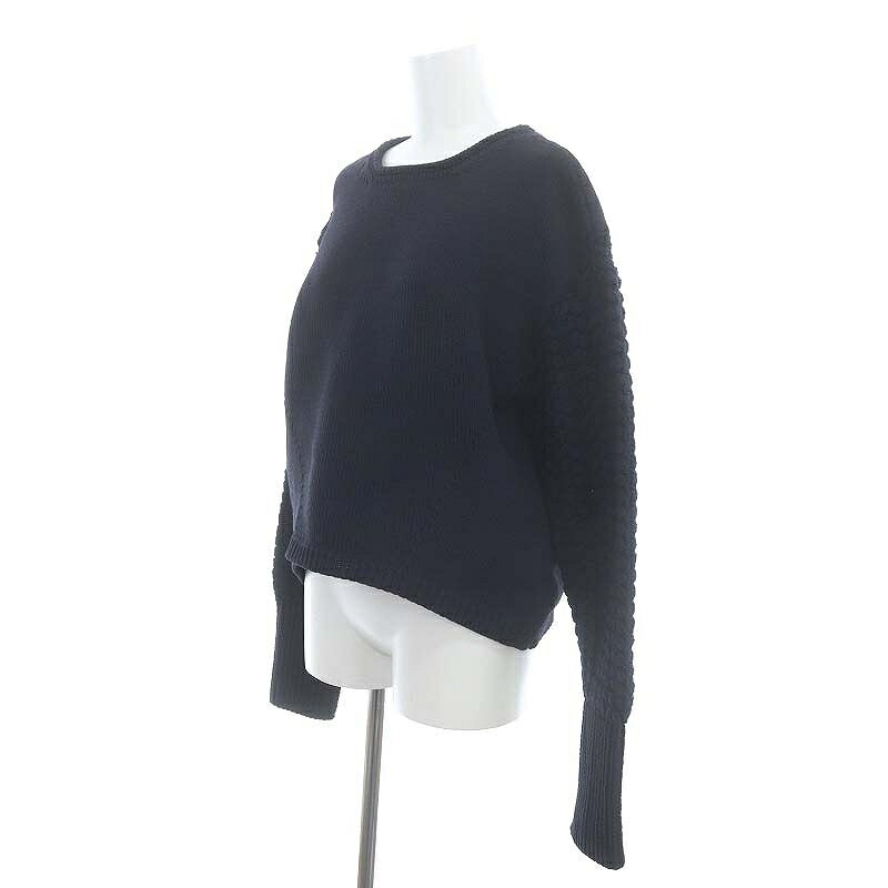 【中古】ニアーニッポン near.nippon ニット セーター 長袖 デザインスリーブ 紺 ネイビー /NR ■OS レディース 【ベクトル 古着】 240930