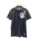 【中古】ボブ BOB 刺繍 ポロシャツ 半袖 ワッペン コットン M 紺 ネイビー /MY ■OS ■SH メンズ 【ベクトル 古着】 241025