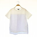 【中古】インディヴィ INDIVI 洗える シャツドッキングプルオーバー Tシャツ カットソー 半袖 ストライプ 34 白 水色 ホワイト ライトブルー /DF...