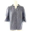 【中古】プロポーション ボディドレッシング PROPORTION BODY DRESSING フロント釦パフスリーブブラウス 五分袖 S ブルー /HK ■OS レディース 【ベクトル 古着】 250225(4)