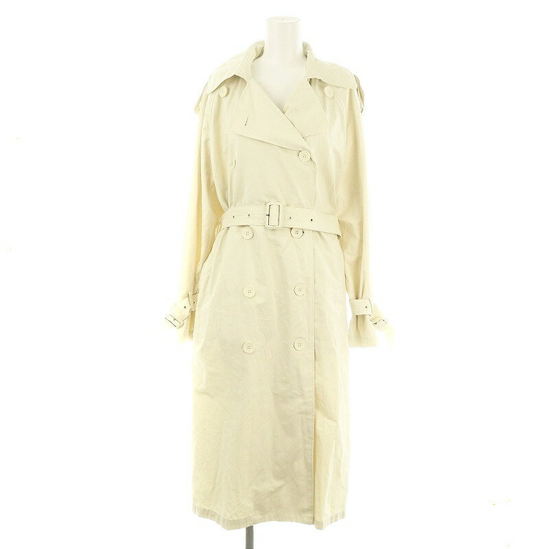 【中古】ザラ ZARA トレンチコート スプリングコート ロング ダブル USAS アイボリー /DO ■OS レディース 【ベクトル 古着】 241106