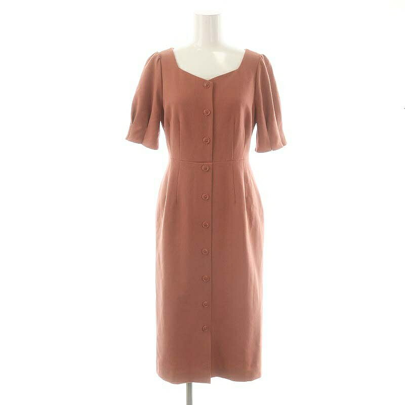 【中古】プロポーション ボディドレッシング PROPORTION BODY DRESSING フロント釦Vネックタイトワンピース ミモレ ロング 五分袖 1 ピンク /AT ■OS レディース 【ベクトル 古着】 250226