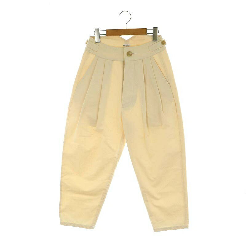 【中古】ポステレガント POSTELEGANT Cotton Trousers パンツ ワイド テーパード タック ボタンフライ S アイボリー /DO ■OS レディース 【ベクトル 古着】 241126
