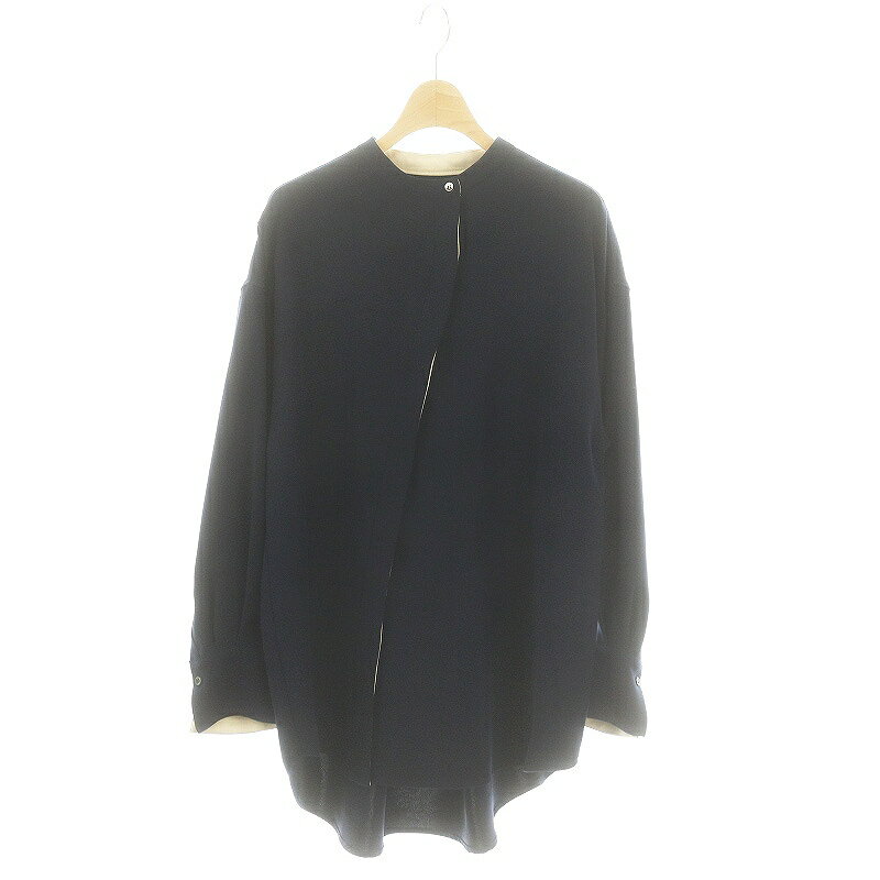 【中古】フローレント FLORENT デザインフライフロントブラウス Design flyfront blouse 長袖 フロントボタン 1 S 紺 ネイビー /YQ ■OS レディース 【ベクトル 古着】 241129