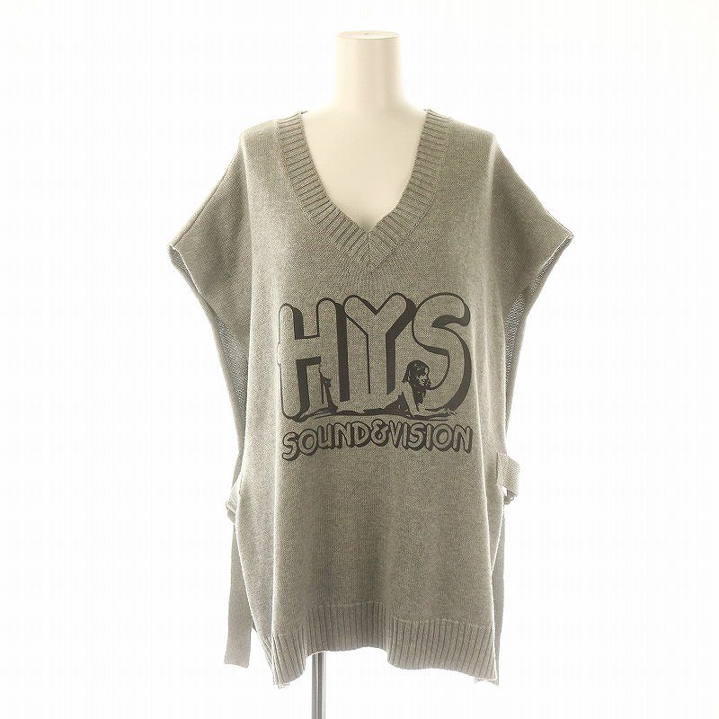 【中古】ヒステリック Hysteric 22SS JUST LEAN BACK ベスト プルオーバー ニット Vネック F グレー 黒 ブラック /MI ■OS レディース 【ベクトル 古着】 241209