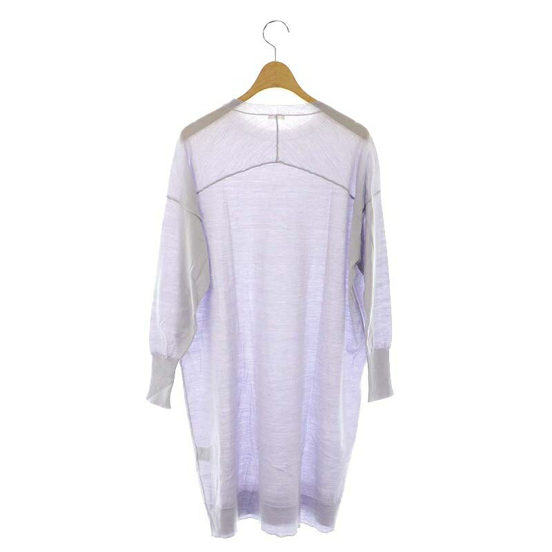 【中古】イエナ IENA 18ゲージクルーネックチュニックワンピース ひざ丈 長袖 ワイドシルエットウール F ダスティーパープル /YQ ■OS レディース 【ベクトル 古着】 241211