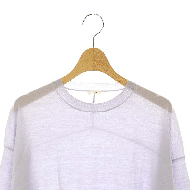 【中古】イエナ IENA 18ゲージクルーネックチュニックワンピース ひざ丈 長袖 ワイドシルエットウール F ダスティーパープル /YQ ■OS レディース 【ベクトル 古着】 241211