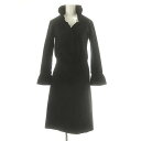 【中古】エポカザショップ EPOCA THE SHOP ベルスリーブ フリルカラーシャツワンピース 長袖 ロング コットン 黒 ブラック /NR ■OS レディ...