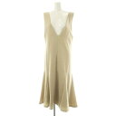 【中古】ナチュラルビューティーベーシック NATURAL BEAUTY BASIC 23SS マチ付きフレアジャンパースカート ロング ミモレ丈 S ベージュ ...