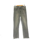 【中古】マザー mother INSIDER CROP STEP FRAY カットオフ デニム パンツ フレア ストレッチ ダメージ加工 24 グレー /HK ■OS レディース 【ベクトル 古着】 250106