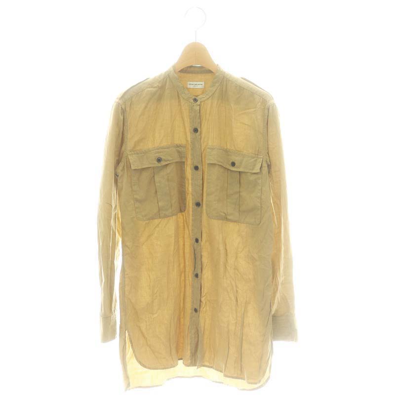 【中古】ドリスヴァンノッテン DRIES VAN NOTEN ミリタリーシャツ 長袖 バンドカラー 前開き 34 ベージュ /DO ■OS ■SH レディース 【ベクトル 古着】 250110
