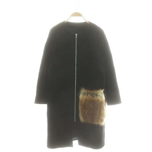 【中古】ヨシヨ yoshiyo ウール エコファーポケット ノーカラーコート アウター ロング 4 濃紺 ダークネイビー /ES ■OS レディース 【ベクトル 古着】 250114 【中古】ヨシヨ yoshiyo ウール エコファーポケット ノーカラーコート アウター ロング 4 濃紺 ダークネイビー /ES ■OS レディース 【ベクトル 古着】 250114
