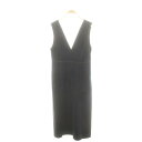 【中古】ザラ ZARA フェイクスエードワンピース ジャンパースカート ロング ノースリーブ Vネック L チャコール /ES ■OS レディース 【ベクトル 古着】 250116(4)
