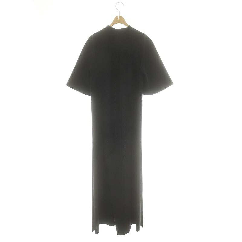 【中古】エンフォルド ENFOLD ウール半袖オールインワン ワイドパンツ 半袖 36 黒 ブラック /DF ■OS レディース 【ベクトル 古着】 250110