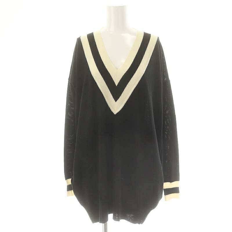 【中古】ダブルスタンダードクロージング ダブスタ DOUBLE STANDARD CLOTHING セーター ニット Vネック 長袖 ウール F 黒 ブラック /MF ■OS レディース 【ベクトル 古着】 250121