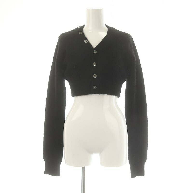 【中古】アンスクリア INSCRIRE 23AW Mohair Cardigan カーディガン ニット 長袖 Vネック クロップド アルパカ M 黒 ブラック /DO ■OS レディース 【ベクトル 古着】 250204