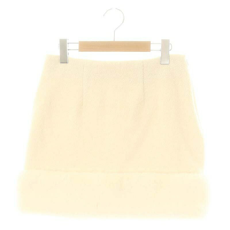 【中古】ハーリップトゥ Herlipto 23AW Monceau Boucle Mini Skirt スカート ニット ミニ ファー M アイボリー /DO ■OS レディース 【ベクトル 古着】 250210