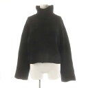 【中古】セオリー Theory 23AW FELTED WOOL CASH T NECK ST PO ニット セーター ボーダー カシミヤ混 S ブラック ダークグレー /DO ■OS レディース 【ベクトル 古着】 250225(4)
