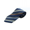 【中古】エルメネジルドゼニア Ermenegildo Zegna ネクタイ ワイドタイ シルク ストライプ ネイビー 水色 ■SH /RI ■OS メンズ 【ベクトル 古着】 250630(4)